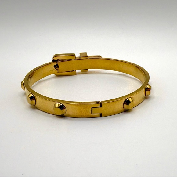Michael Kors Yellow Gold Astor Stud Buckle Bangle Bracelet - Picture 4 of 7